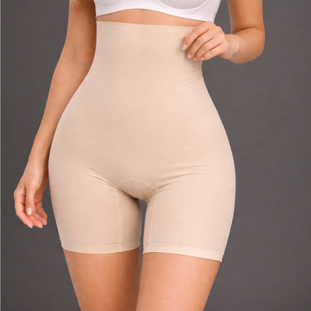 High-Waisted Beige Shapewear Shorts